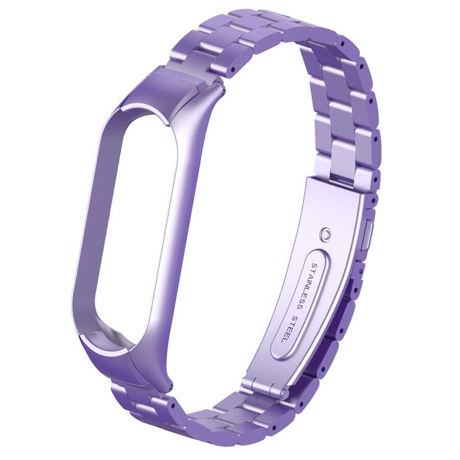 Xiaomi Uyumlu  Mi Band 5 KRD-04 Metal Kordon-Lila