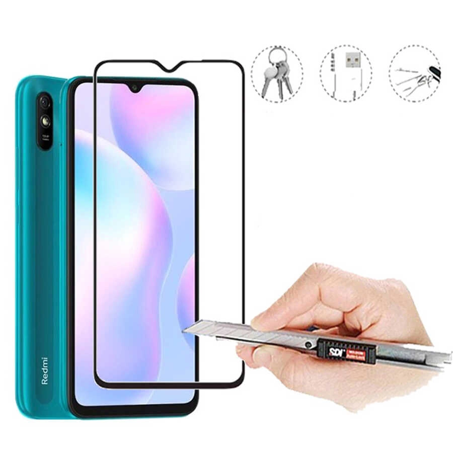 Xiaomi Uyumlu  Redmi 9A Zore Kenarları Kırılmaya Dayanıklı Cam Ekran Koruyucu