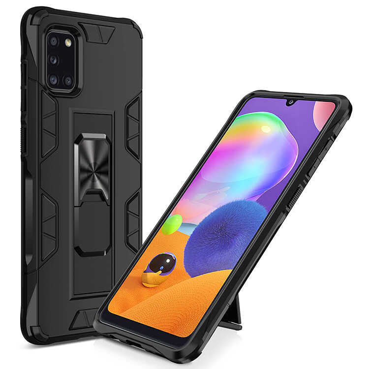 Galaxy Uyumlu A31 Kılıf Zore Volve Kapak-Siyah