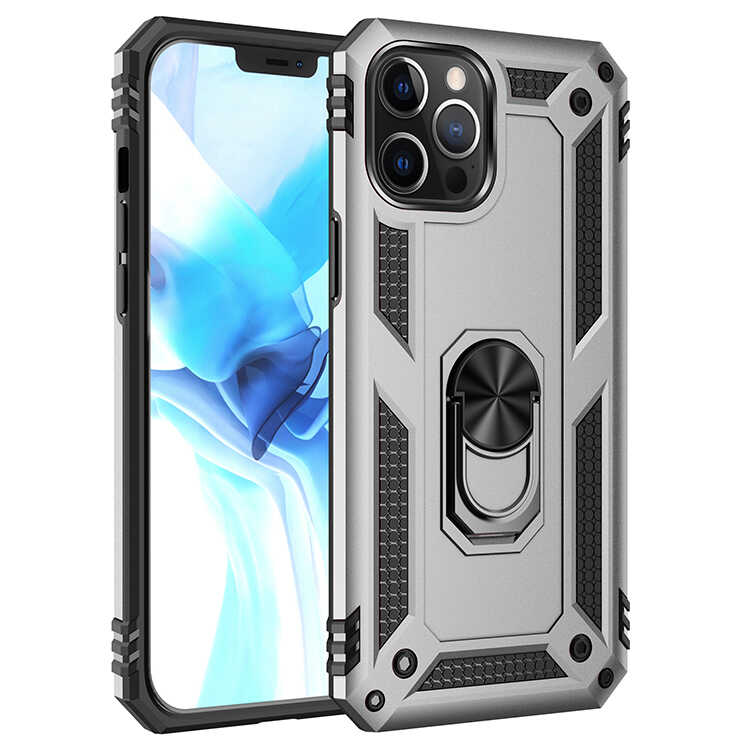 iPhone Uyumlu 12 Pro Kılıf Zore Vega Kapak-Gri