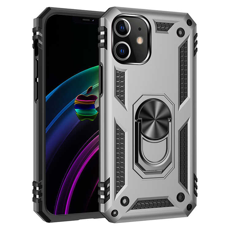 iPhone Uyumlu 12 Kılıf Zore Vega Kapak-Gri