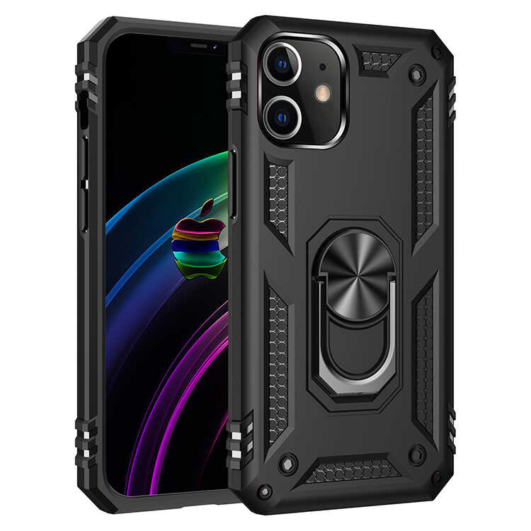 iPhone Uyumlu 12 Kılıf Zore Vega Kapak-Siyah