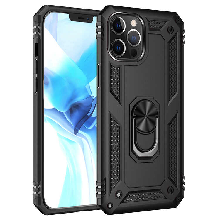 iPhone Uyumlu 12 Pro Max Kılıf Zore Vega Kapak-Siyah