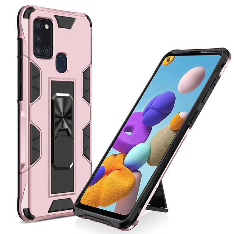 Galaxy Uyumlu A21S Kılıf Zore Volve Kapak-Rose gold