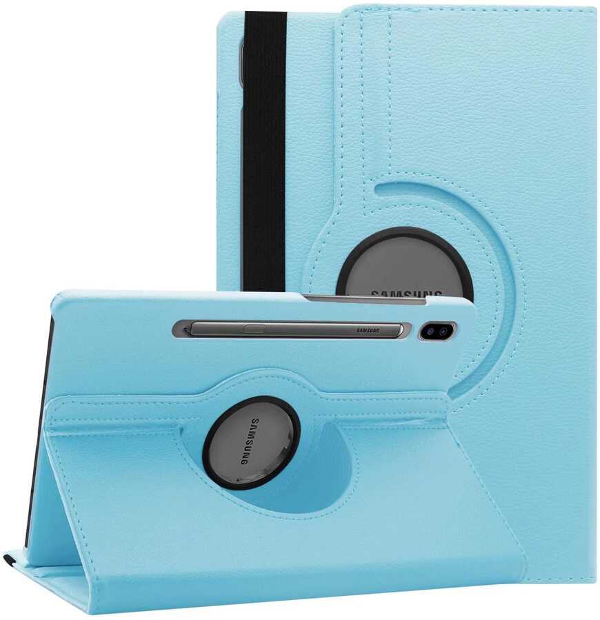 Galaxy Uyumlu Tab S6 T860 Zore Dönebilen Standlı Kılıf-Mavi