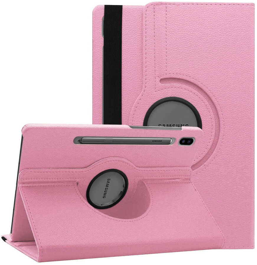 Galaxy Uyumlu Tab S6 T860 Zore Dönebilen Standlı Kılıf-Pembe açık