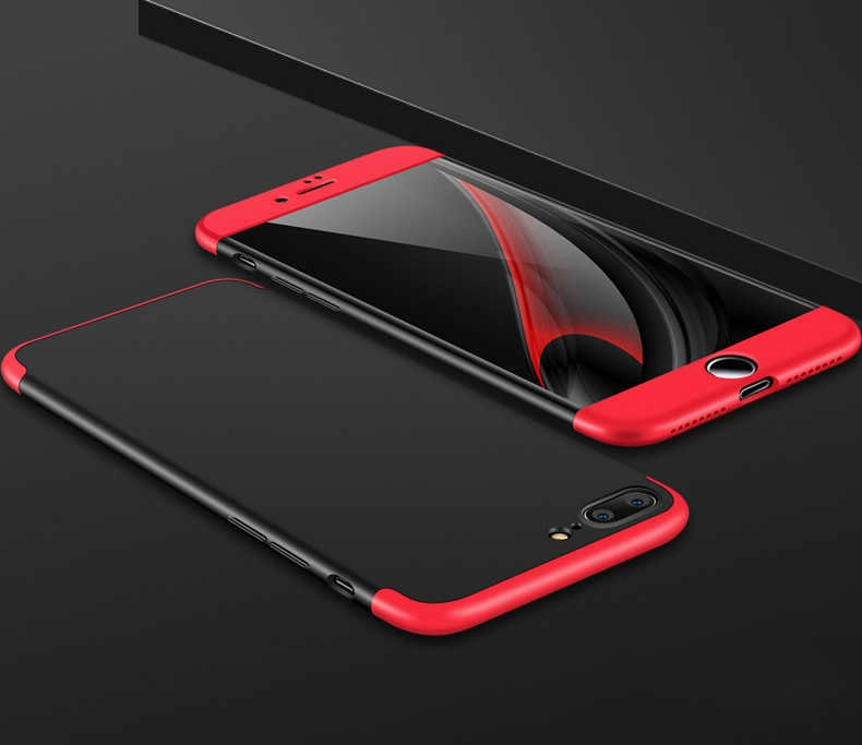 iPhone Uyumlu 7 Plus Kılıf Zore Ays Kapak-Siyah-kırmızı