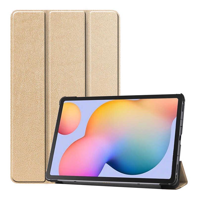 Galaxy Uyumlu Tab S7 T870 Zore Smart Kapak Standlı 1-1 Kılıf-Gold
