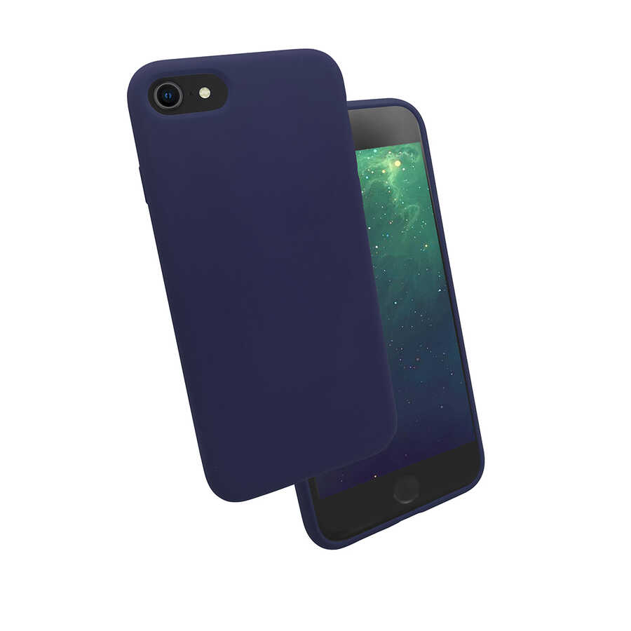 iPhone Uyumlu 7 Kılıf Zore Silk Silikon-Lacivert