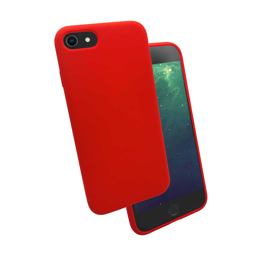 iPhone Uyumlu 8 Kılıf Zore Silk Silikon-Kırmızı