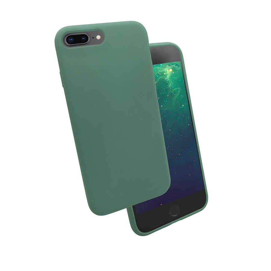 iPhone Uyumlu 7 Plus Kılıf Zore Silk Silikon-Koyu yeşil
