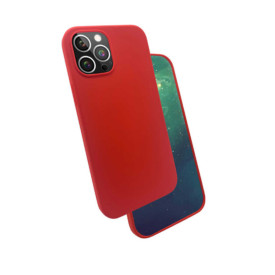 iPhone Uyumlu 12 Pro Kılıf Zore Silk Silikon-Kırmızı