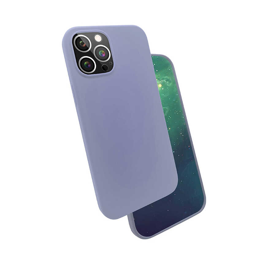 iPhone Uyumlu 12 Pro Kılıf Zore Silk Silikon-Lila