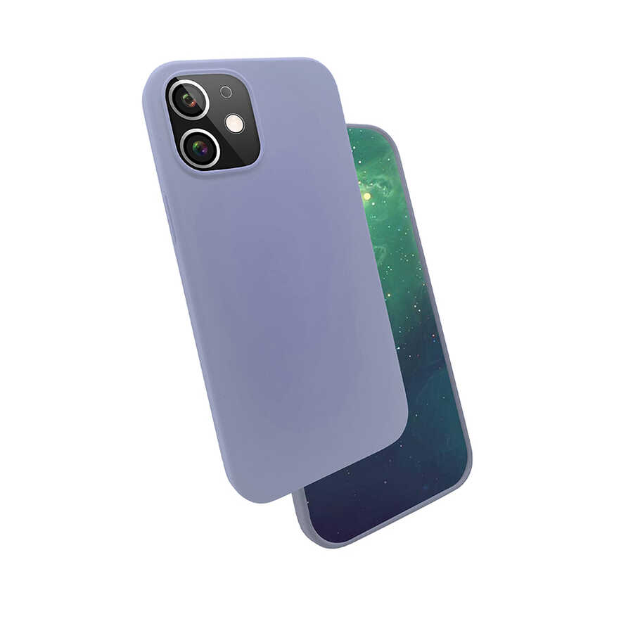 iPhone Uyumlu 12 Kılıf Zore Silk Silikon-Lila