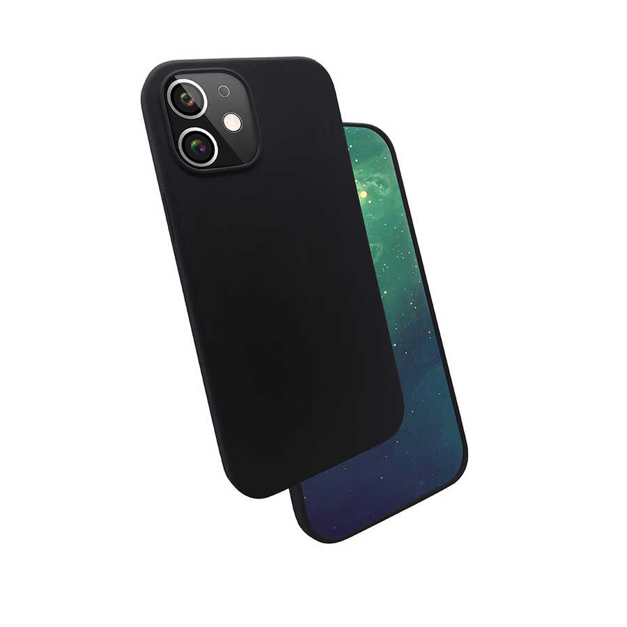iPhone Uyumlu 12 Kılıf Zore Silk Silikon-Siyah