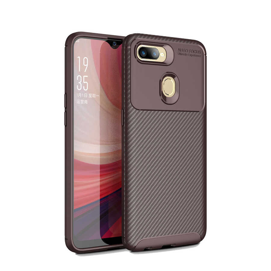Oppo A7X Kılıf Zore Negro Silikon Kapak-Kahverengi