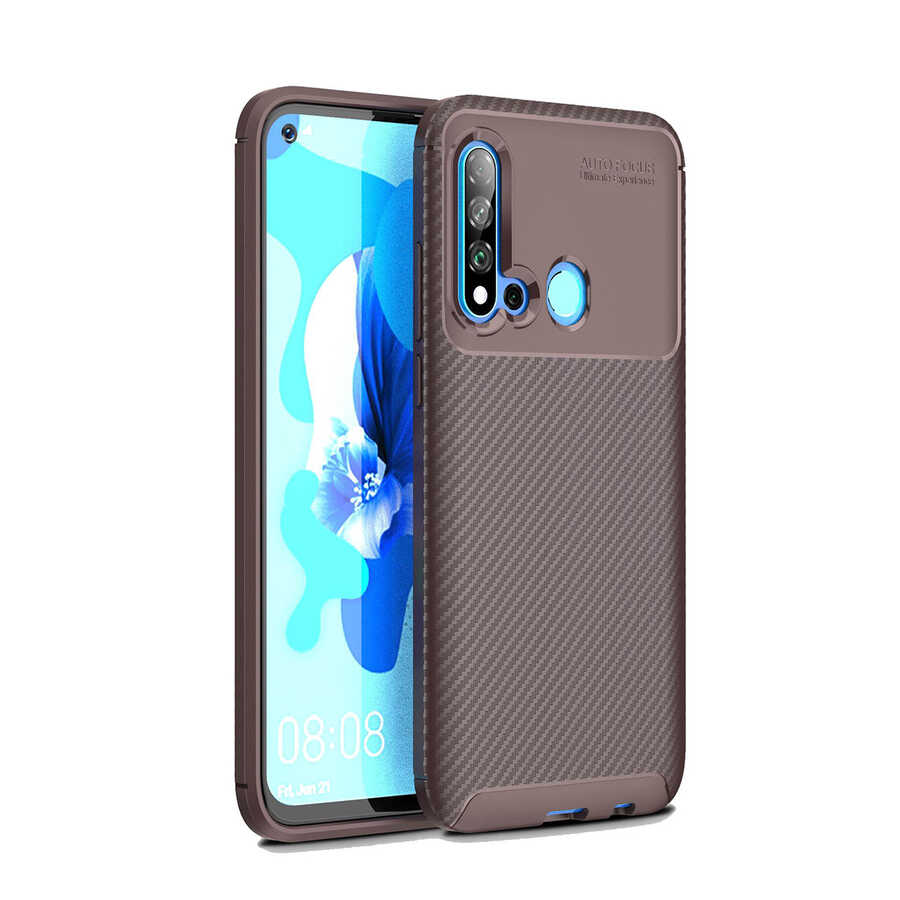 Huawei Uyumlu P20 Lite 2019 Kılıf Zore Negro Silikon Kapak-Kahverengi