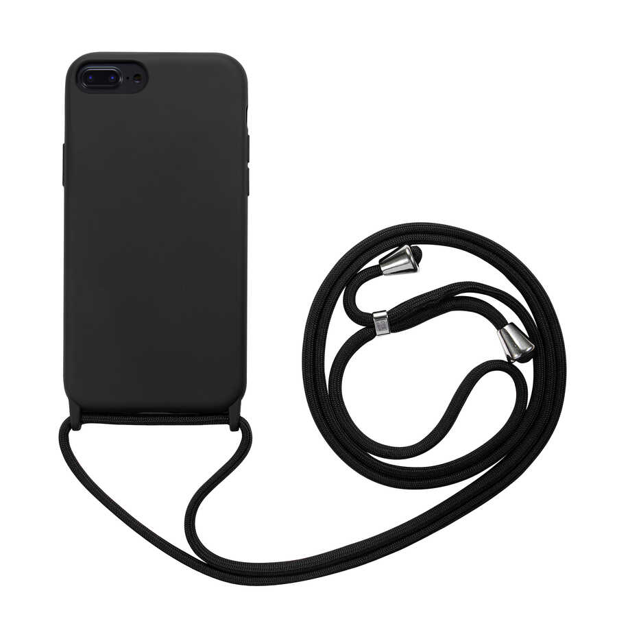 iPhone Uyumlu 7 Plus Kılıf Zore Ropi Kapak-Siyah