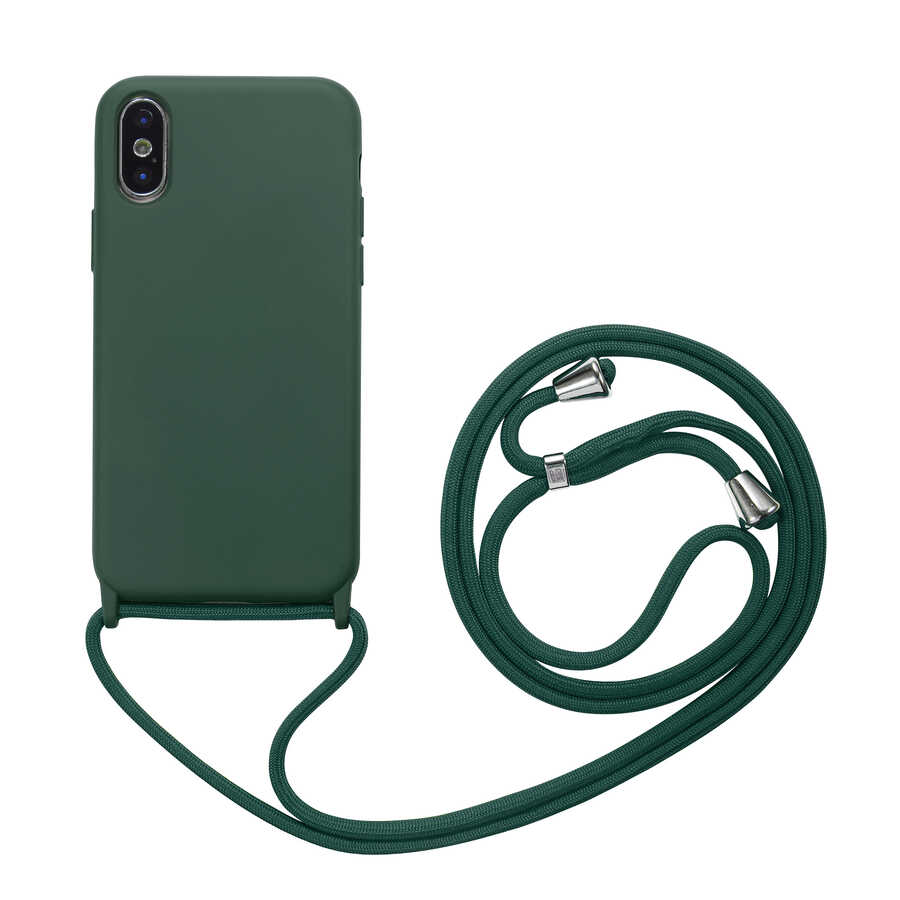 iPhone Uyumlu XS Max 6.5 Kılıf Zore Ropi Kapak-Koyu yeşil