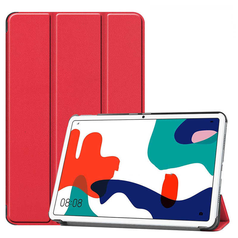 Huawei Uyumlu MatePad 10.4 Zore Smart Kapak Standlı 1-1 Kılıf-Kırmızı