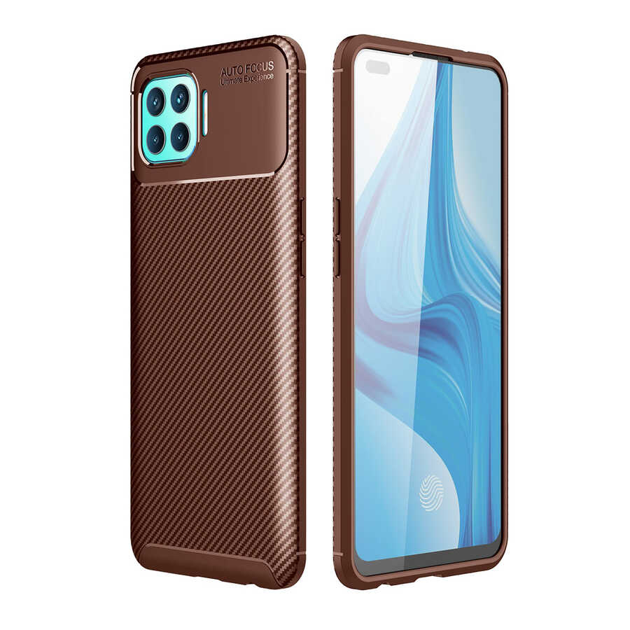 Oppo Reno 4 Lite Kılıf Zore Negro Silikon Kapak-Kahverengi