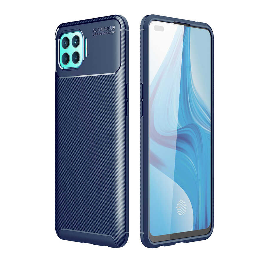Oppo Reno 4 Lite Kılıf Zore Negro Silikon Kapak-Lacivert