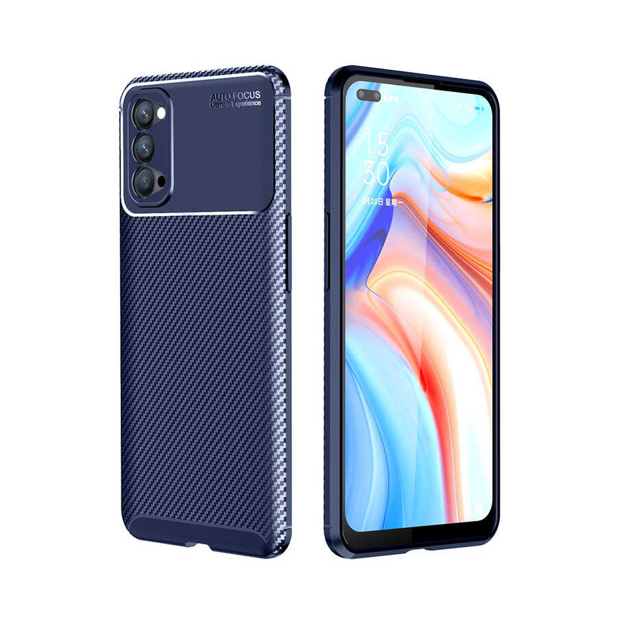 Oppo Reno 4 Kılıf Zore Negro Silikon Kapak-Lacivert