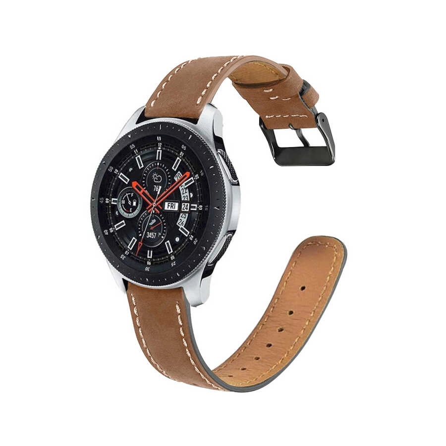Galaxy Uyumlu Watch 46mm 22mm KRD-29 Deri Kordon