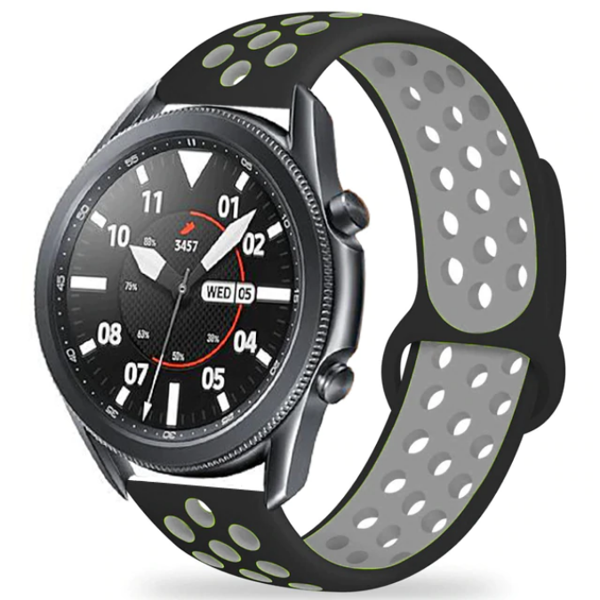 Huawei Uyumlu GT2 46mm KRD-02 22mm Silikon Kordon-Gri-siyah