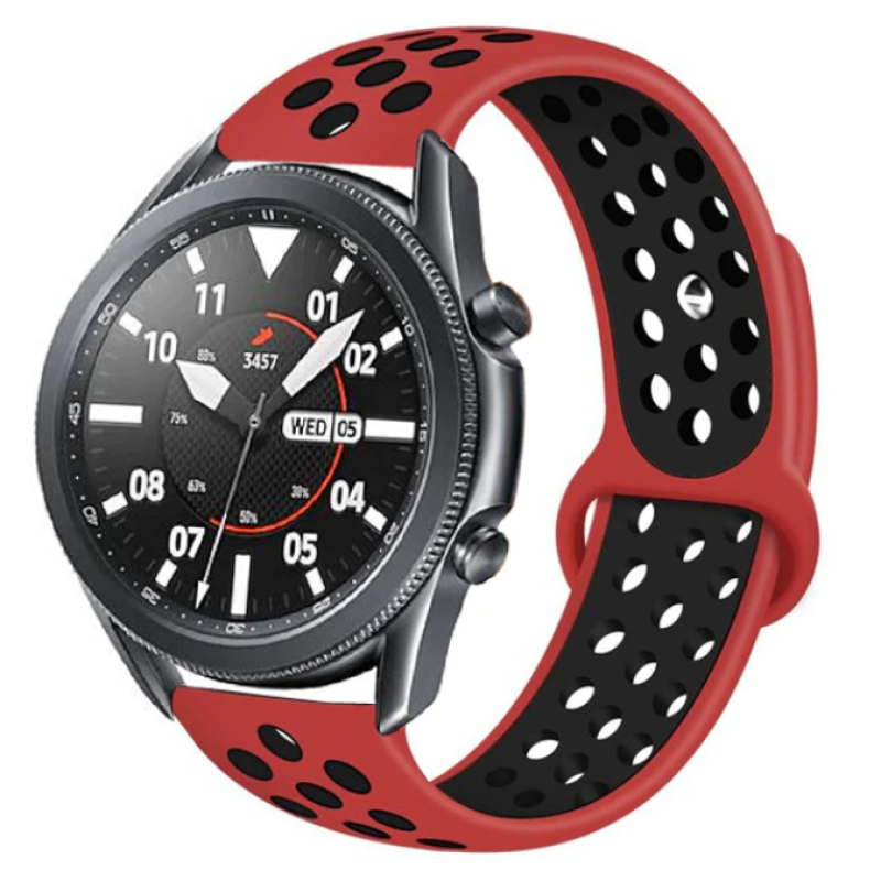 Huawei Uyumlu GT2 46mm KRD-02 22mm Silikon Kordon-Kırmızı-siyah