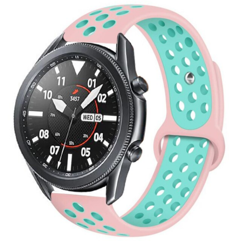 Huawei Uyumlu GT2 46mm KRD-02 22mm Silikon Kordon-Pembe-yeşil