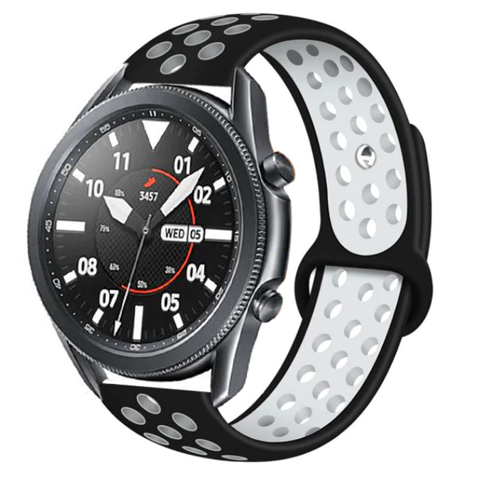 Huawei Uyumlu GT2 46mm KRD-02 22mm Silikon Kordon-Siyah-beyaz
