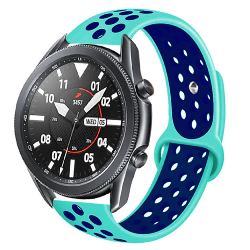 Huawei Uyumlu GT2 46mm KRD-02 22mm Silikon Kordon-Turkuaz-mavi
