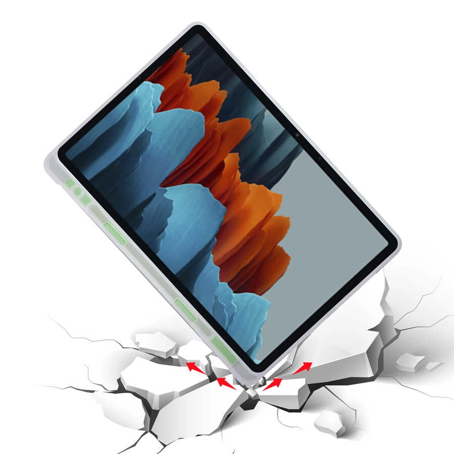 Galaxy Uyumlu Tab S7 T870 Kılıf Zore Tri Folding Kalem Bölmeli Standlı Kılıf