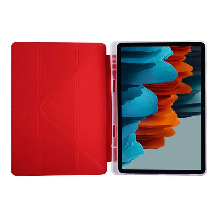 Galaxy Uyumlu Tab S7 Plus T970 Kılıf Zore Tri Folding Kalem Bölmeli Standlı Kılıf