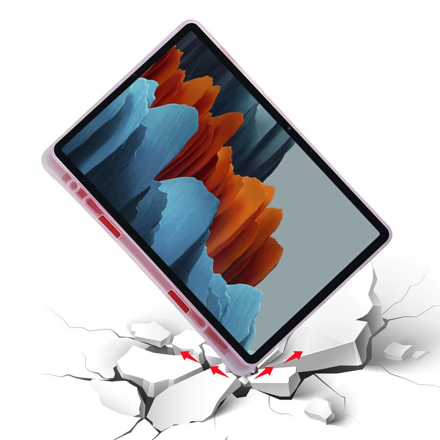 Galaxy Uyumlu Tab S7 Plus T970 Kılıf Zore Tri Folding Kalem Bölmeli Standlı Kılıf