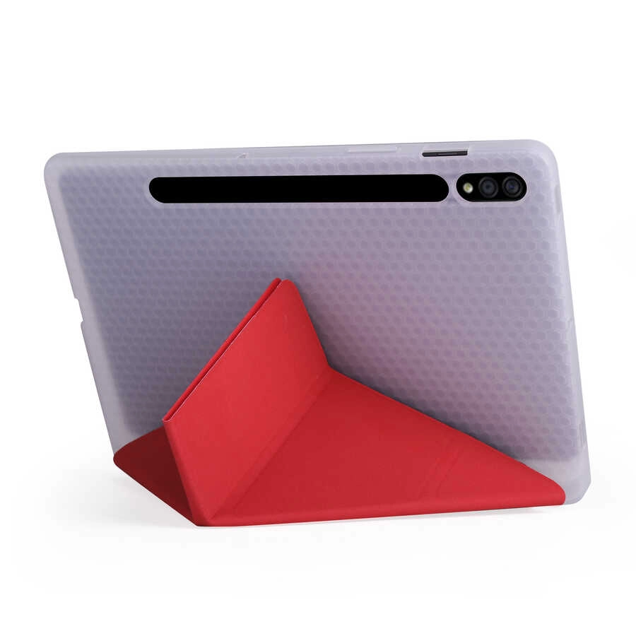 Galaxy Uyumlu Tab S7 Plus T970 Kılıf Zore Tri Folding Kalem Bölmeli Standlı Kılıf