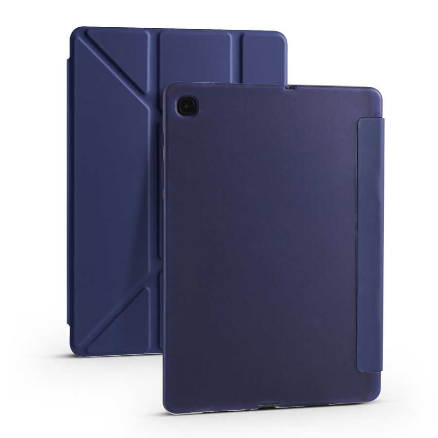 Galaxy Uyumlu Tab S6 Lite P610 Kılıf Zore Tri Folding Kalem Bölmeli Standlı Kılıf-Lacivert
