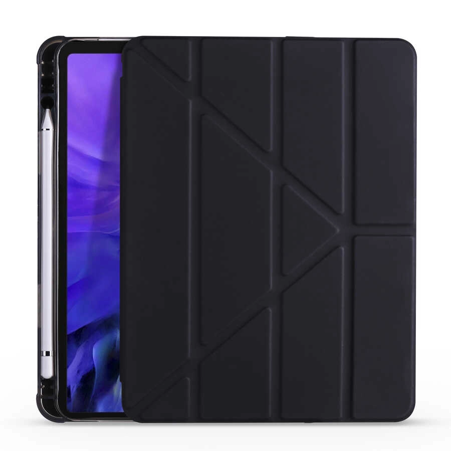 iPad Uyumlu Pro 12.9 2020 (4.Nesil) Kılıf Zore Tri Folding Kalem Bölmeli Standlı Kılıf