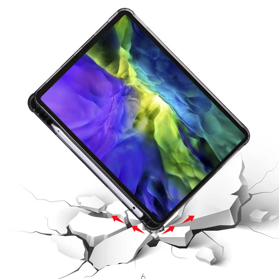 iPad Uyumlu Pro 12.9 2020 (4.Nesil) Kılıf Zore Tri Folding Kalem Bölmeli Standlı Kılıf