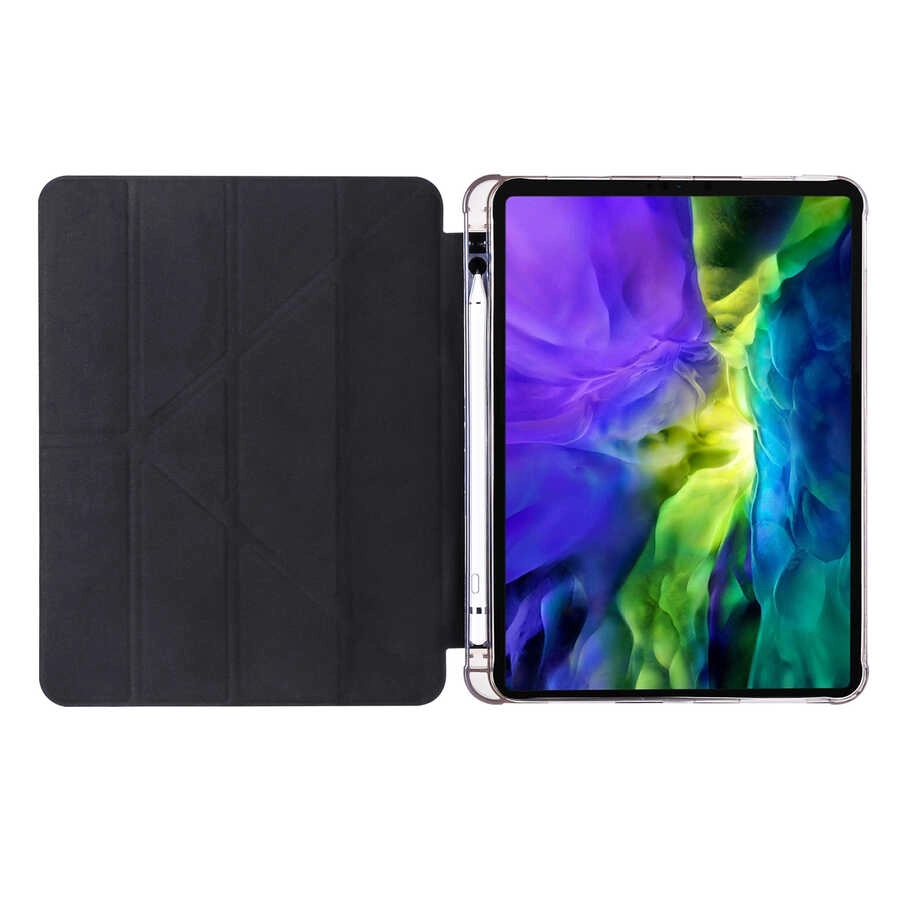 iPad Uyumlu Pro 12.9 2020 (4.Nesil) Kılıf Zore Tri Folding Kalem Bölmeli Standlı Kılıf