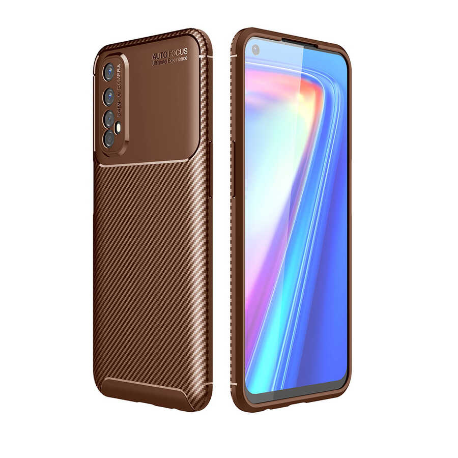 Realme 7 Kılıf Zore Negro Silikon Kapak-Kahverengi