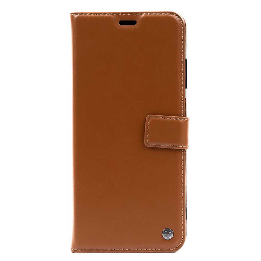iPhone Uyumlu 12 Pro Kılıf Zore Kar Deluxe Kapaklı Kılıf-Kahverengi
