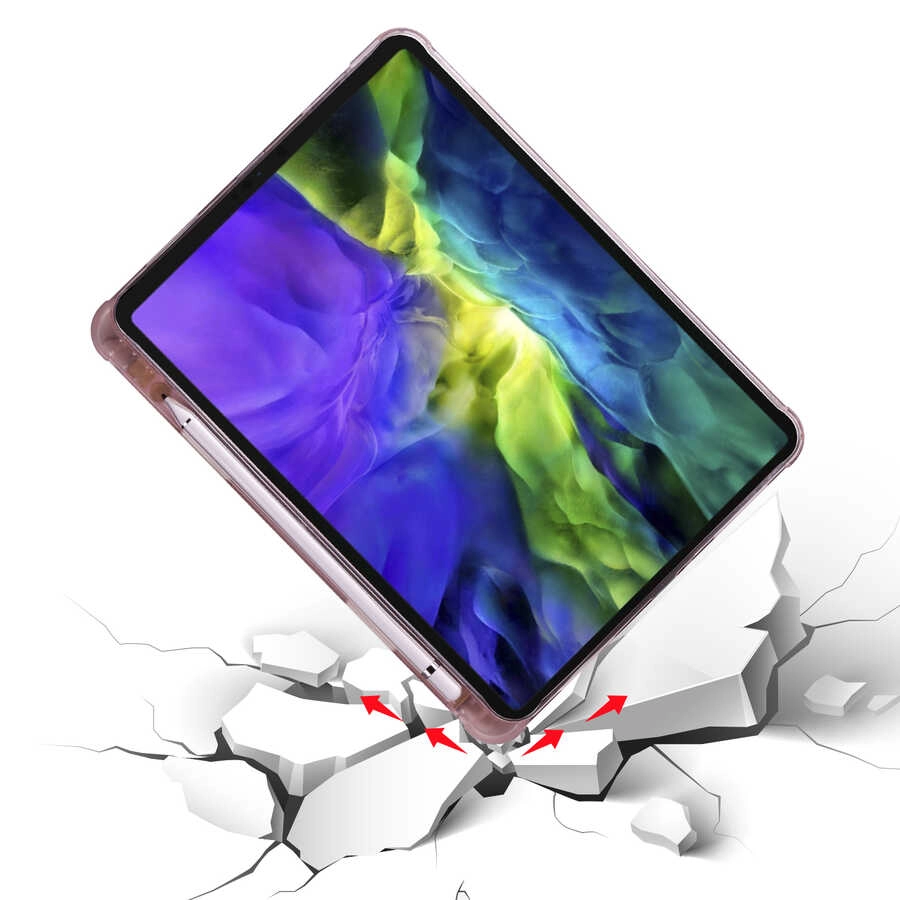 iPad Uyumlu Air 10.9 2020 (4.Nesil) Kılıf Zore Tri Folding Kalem Bölmeli Standlı Kılıf