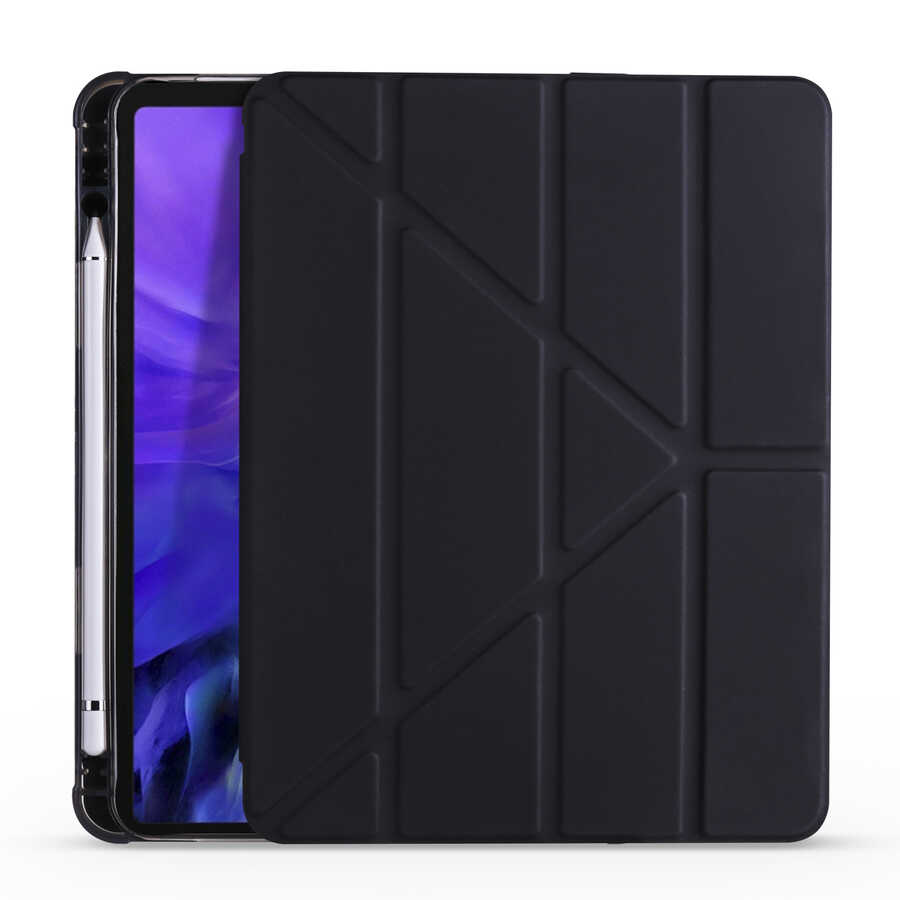 iPad Uyumlu Air 10.9 2020 (4.Nesil) Kılıf Zore Tri Folding Kalem Bölmeli Standlı Kılıf