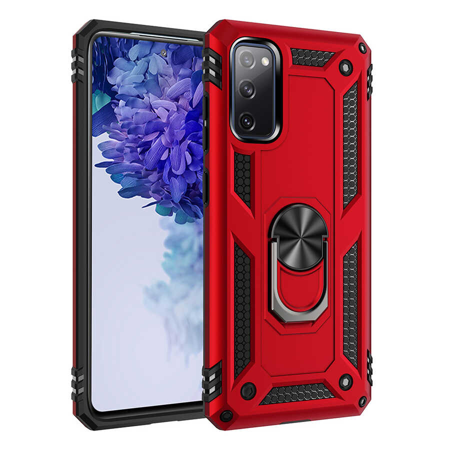 Galaxy Uyumlu S20 FE Kılıf Zore Vega Kapak-Kırmızı