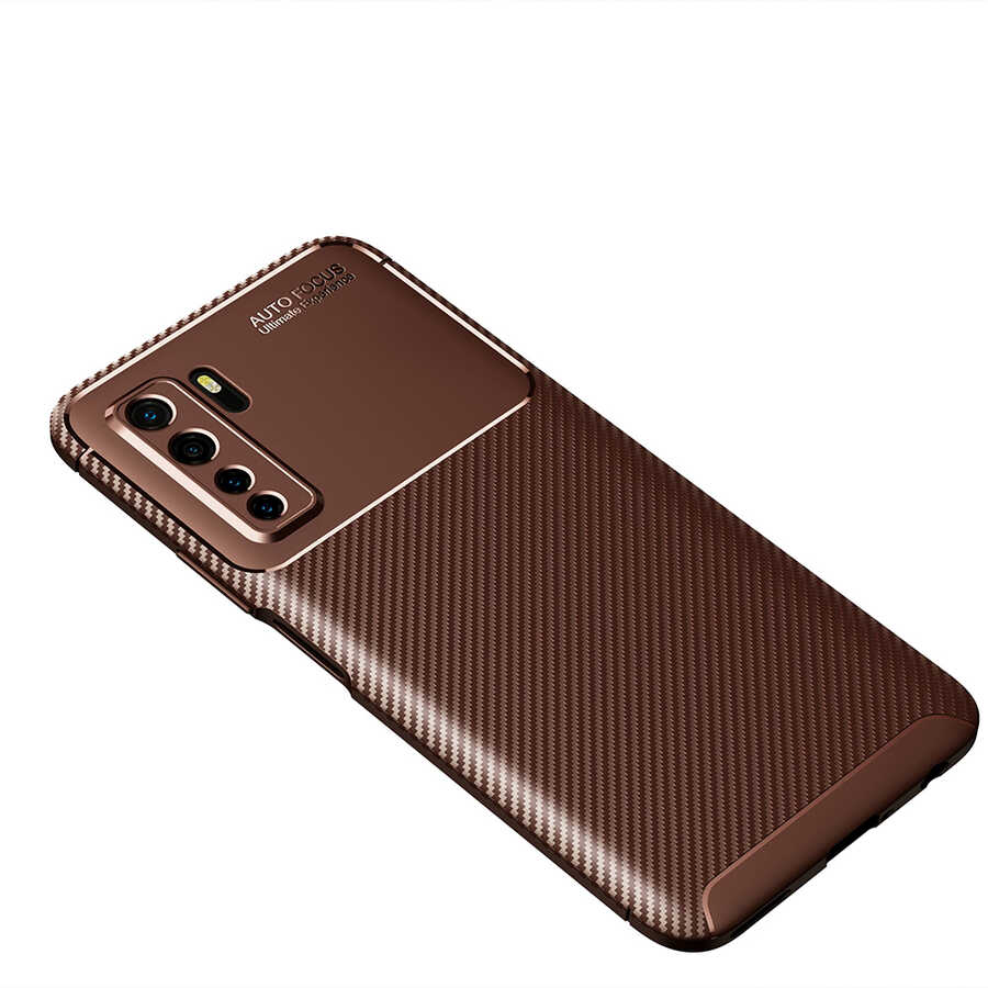Huawei Uyumlu P40 Lite 5G Kılıf Zore Negro Silikon Kapak-Kahverengi