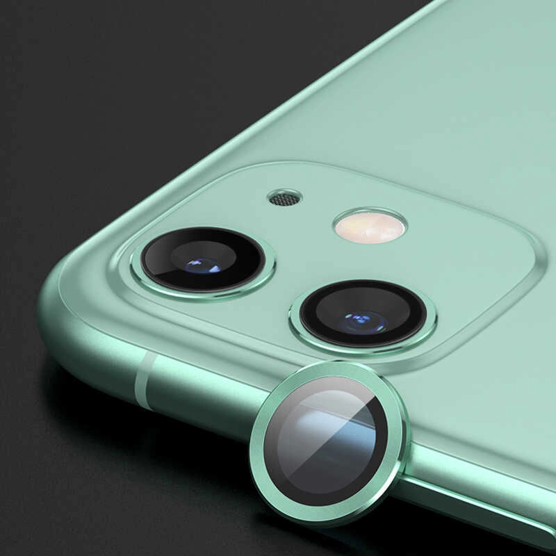 iPhone Uyumlu 12 Zore CL-02 Kamera Lens Koruyucu-Açık yeşil