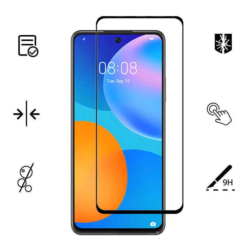 Huawei Uyumlu P Smart 2021 Zore Kenarları Kırılmaya Dayanıklı Cam Ekran Koruyucu