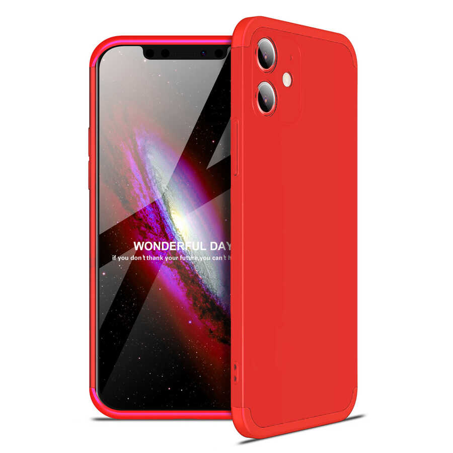 iPhone Uyumlu 12 Kılıf Zore Ays Kapak-Kırmızı